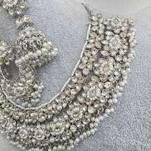 Silver Shadow Stone Polki Kundan necklace set/Statement necklace/Indian Jewelry/Pakistani Jewelry set/Weddings necklace/Bridal necklace