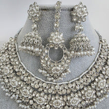 Silver Shadow Stone Polki Kundan necklace set/Statement necklace/Indian Jewelry/Pakistani Jewelry set/Weddings necklace/Bridal necklace