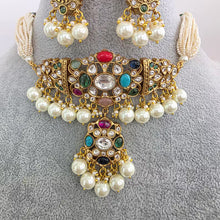 Navratan Moissanite Polki Kundan Necklace/Kundan choker Necklace/Indian Celebrity/Indian Pakistani Wedding Jewelry
