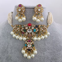Navratan Moissanite Polki Kundan Necklace/Kundan choker Necklace/Indian Celebrity/Indian Pakistani Wedding Jewelry