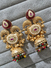 Ruby Kashmiri Long Jhumka, Gold-plated Long Dangler Earrings/Brass Jhumkas/Ethnic Gungroo earrings/Trendy earrings/Statement earrings