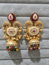 Ruby Kashmiri Long Jhumka, Gold-plated Long Dangler Earrings/Brass Jhumkas/Ethnic Gungroo earrings/Trendy earrings/Statement earrings