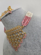 Pink Gold CZ Diamond Pearl Choker Necklace, indian wedding necklace, bridal jewelry, Punjabi Pakistani South Indian necklace