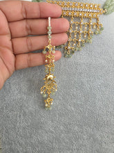 Mint Green Gold CZ Diamond Pearl Choker Necklace, indian wedding necklace, bridal jewelry, Punjabi Pakistani South Indian necklace