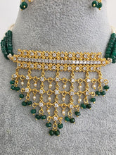 Green Gold CZ Diamond Pearl Choker Necklace, indian wedding necklace, bridal jewelry, Punjabi Pakistani South Indian necklace