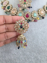 Multi antique Polki Kundan Indian necklace set for Indian Pakistani Wedding Jewelry