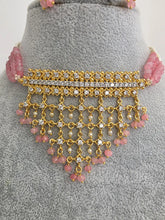 Pink Gold CZ Diamond Pearl Choker Necklace, indian wedding necklace, bridal jewelry, Punjabi Pakistani South Indian necklace