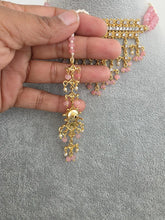 Pink Gold CZ Diamond Pearl Choker Necklace, indian wedding necklace, bridal jewelry, Punjabi Pakistani South Indian necklace