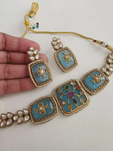 Blue Kundan Inlay Work Heritage choker Set/ Sabyasachi Kundan Choker/Bollywood Indian jewelry/Pakistani necklace/punjabi/Indian wedding