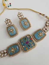 Blue Kundan Inlay Work Heritage choker Set/ Sabyasachi Kundan Choker/Bollywood Indian jewelry/Pakistani necklace/punjabi/Indian wedding
