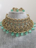 Mint Green Antique Polki CZ Stones Choker Necklace, Polk Necklace, Indian jewelry, Pakistani necklace, punjabi necklace, bridal wedding