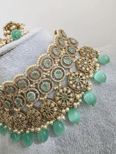 Mint Green Antique Polki CZ Stones Choker Necklace, Polk Necklace, Indian jewelry, Pakistani necklace, punjabi necklace, bridal wedding