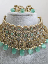 Mint Green Antique Polki CZ Stones Choker Necklace, Polk Necklace, Indian jewelry, Pakistani necklace, punjabi necklace, bridal wedding