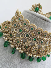 Green Antique Polki CZ Stones Choker Necklace, Polk Necklace, Indian jewelry, Pakistani necklace, punjabi necklace, bridal wedding