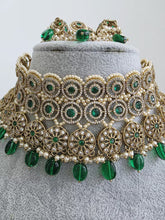 Green Antique Polki CZ Stones Choker Necklace, Polk Necklace, Indian jewelry, Pakistani necklace, punjabi necklace, bridal wedding