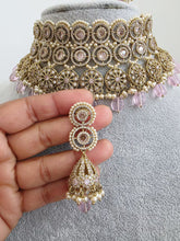 Pink Antique Polki CZ Stones Choker Necklace, Polk Necklace, Indian jewelry, Pakistani necklace, punjabi necklace, bridal wedding