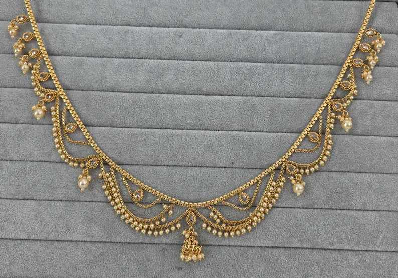 Antique Gold Pearl Belly Chain/Bridal Belly chain/Vaddanam/Kamarpatta/South Indian Jewelry/tagdi/Indian waist belt/jewelry belt/Kamarbandh