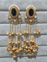 Blue Kashmiri Long earrings, Gold-plated Long Ghungroo Dangler Earrings/Brass Jhumka/Ethnic Gungroo earring/Trendy earring Statement earring