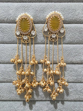 Yellow kashmiri Long earrings, Gold-plated Long Ghungroo Dangler Earrings/Brass/Ethnic Gungroo earring/Trendy earring Statement earring