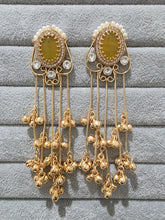 Yellow kashmiri Long earrings, Gold-plated Long Ghungroo Dangler Earrings/Brass/Ethnic Gungroo earring/Trendy earring Statement earring