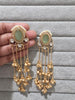 Mint Green Kashmiri Long earrings, Gold-plated Long Ghungroo Dangler Earrings/Brass/Ethnic Gungroo earring/Trendy earring Statement earring