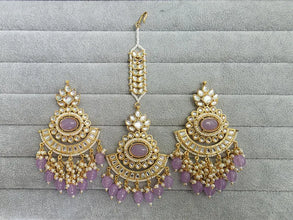 Lavender Kundan Tikka Earrings Set /Indian Bridal Maang Tikka set/ Kundan earrings/ Jaggo, Mayya Jewelry/ Indian jewelry/ Bridesmaid Gift