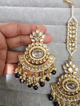 Dark Blue Kundan Tikka Earrings Set /Indian Bridal Maang Tikka set/ Kundan earrings/ Jaggo, Mayya Jewelry/ Indian jewelry/ Bridesmaid Gift