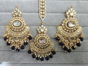 Dark Blue Kundan Tikka Earrings Set /Indian Bridal Maang Tikka set/ Kundan earrings/ Jaggo, Mayya Jewelry/ Indian jewelry/ Bridesmaid Gift
