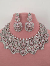 Pink CZ diamond Necklace,Indian Pakistani wedding Jewelry,Mother of the Bride,Crystal Necklace, Bridesmaid, Gift for her