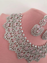 Pink CZ diamond Necklace,Indian Pakistani wedding Jewelry,Mother of the Bride,Crystal Necklace, Bridesmaid, Gift for her