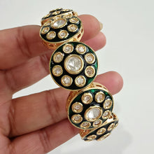 Green Moissanite Tyaani premium kundan gold plated openable bangle Pair/Statement bangles/Designer,Celebrity/Bridal/Indian Wedding/Pakistani