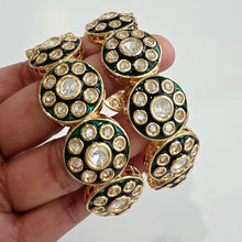 Green Moissanite Tyaani premium kundan gold plated openable bangle Pair/Statement bangles/Designer,Celebrity/Bridal/Indian Wedding/Pakistani