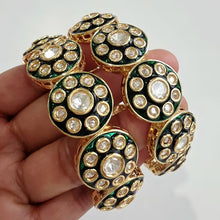 Green Moissanite Tyaani premium kundan gold plated openable bangle Pair/Statement bangles/Designer,Celebrity/Bridal/Indian Wedding/Pakistani