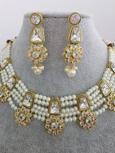 White Meenakari uncut kundan Cz Pearl Choker necklace,Kundan Gold necklace/Traditional/Ethnic Necklace/Indian Pakistani wedding Jewelry