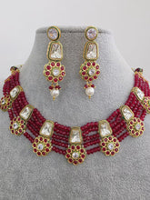 Ruby Red Meenakari uncut kundan Cz Pearl Choker necklace,Kundan Gold necklace/Traditional/Ethnic Necklace/Indian Pakistani wedding Jewelry