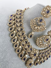 Blue Shadow Stones Kundan Necklace Set/Stone Kundan Choker/Bollywood Jewelry/ Indian jewelry/Pakistani necklace/ punjabi/indian wedding