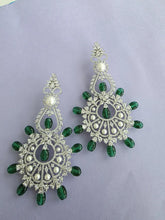 Green Long Cocktail CZ Diamond Earring, American Diamond earrings/Indian Jewelry/Pakistani Jewelry,CZ earrings/AD earrings/Gift for her