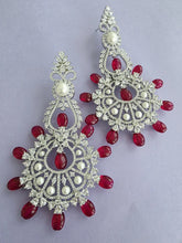 Ruby Long Cocktail CZ Diamond Earring, American Diamond earrings/Indian Jewelry/Pakistani Jewelry,CZ earrings/AD earrings/Gift for her