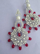 Ruby Long Cocktail CZ Diamond Earring, American Diamond earrings/Indian Jewelry/Pakistani Jewelry,CZ earrings/AD earrings/Gift for her