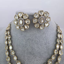 Trendy Premium DualTone Moissanite Kundan 2 line Necklace Bollywood Jewelry/Indian wedding/Bridal Indian Wedding/Pakistani/Punjabi