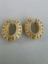 MintPink Moissanite Gold-plated polki Hoop Earrings/Bali/Traditional earrings/Trendy earrings/Statement earrings/Bridal /Pakistani/Punjabi