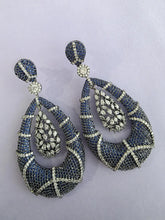 Blue CZ Nano Korean Diamond earrings/diamond earrings/Indian/Pakistani/Bollywood/CZ earrings/AD earrings/Statement earrings/Gift for her