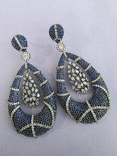 Blue CZ Nano Korean Diamond earrings/diamond earrings/Indian/Pakistani/Bollywood/CZ earrings/AD earrings/Statement earrings/Gift for her