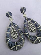 Blue CZ Nano Korean Diamond earrings/diamond earrings/Indian/Pakistani/Bollywood/CZ earrings/AD earrings/Statement earrings/Gift for her
