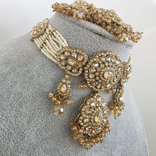 Champagne Antique Shadow Stone Pearl Necklace with earrings and tikka Bridal necklace Indian Pakistani Punjabi Wedding Jewelry