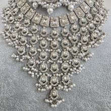 Silver Shadow Stone Polki Kundan necklace set/Statement necklace/Indian Jewelry/Pakistani Jewelry set/Weddings necklace/Bridal necklace