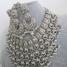 Silver Shadow Stone Polki Kundan necklace set/Statement necklace/Indian Jewelry/Pakistani Jewelry set/Weddings necklace/Bridal necklace