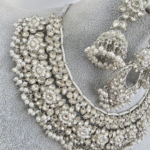 Silver Shadow Stone Polki Kundan necklace set/Statement necklace/Indian Jewelry/Pakistani Jewelry set/Weddings necklace/Bridal necklace