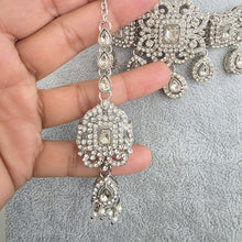 Silver Shadow Stone Polki Kundan necklace set/Statement necklace/Indian Jewelry/Pakistani Jewelry set/Weddings necklace/Bridal necklace