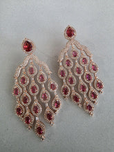 Ruby Rose Gold Diamond Earrings/CZ earrings/Statement Earrings/CZ Earrings/ Indian Jewelry/ Sabyasachi Earrings/ Indian earrings